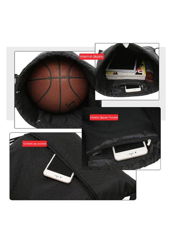 Backpack Bag, Waterproof Draw String Back Sack with Zip Pocket, Gym Drawstring Bags  Bag for Men Women - Image 4